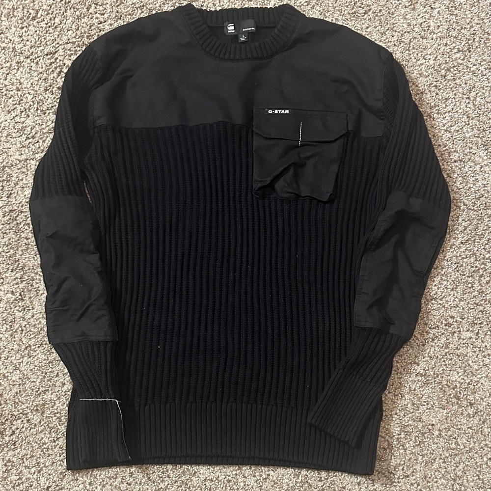 G-Star Men's Army R Knit Black Crewneck Sweater
